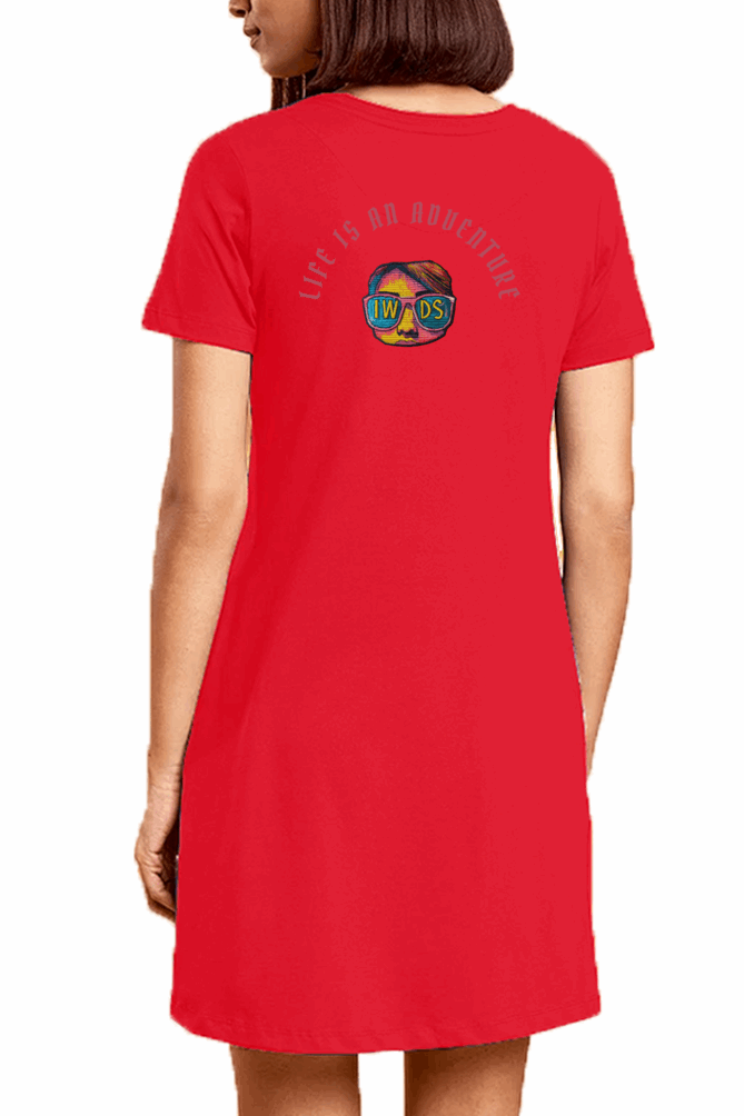 Minimalist Women T shirt Dress - Adventure premium cotton Fabric - Travel and Casual wear