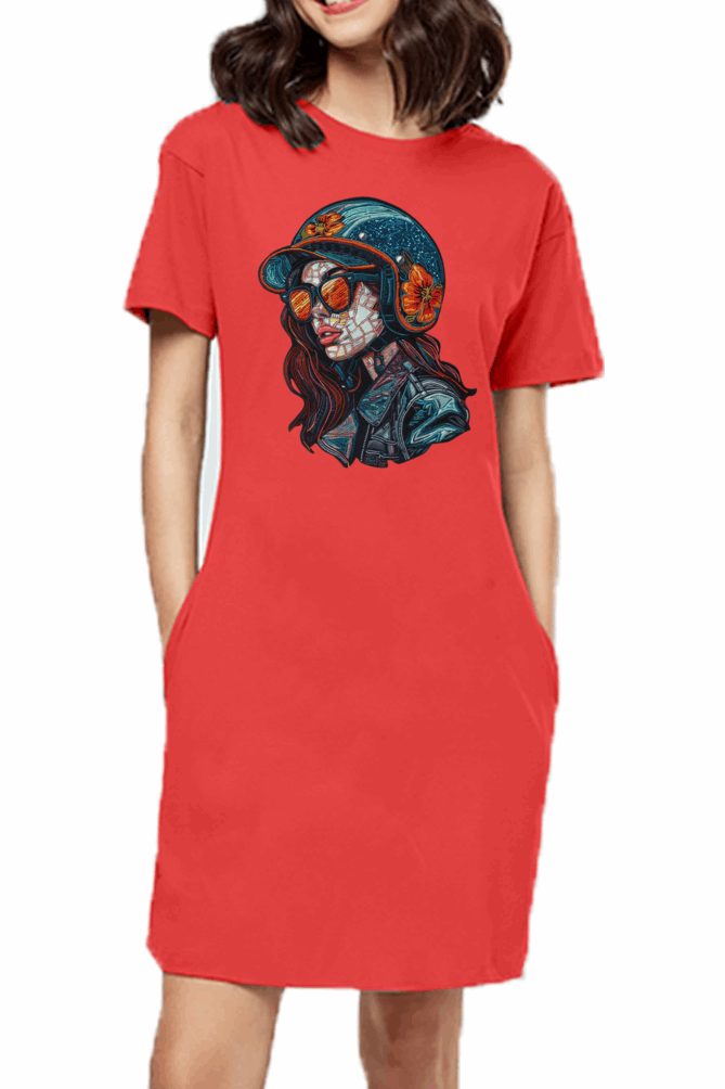 Minimalist Women T shirt Dress - Adventure premium cotton Fabric - Travel and Casual wear