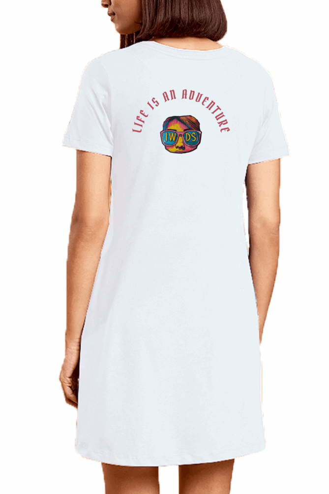 Minimalist Women T shirt Dress - Adventure premium cotton Fabric - Travel and Casual wear