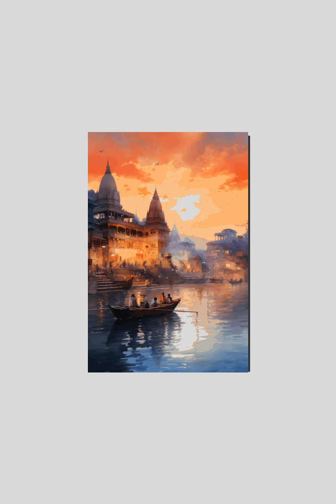 Evening in Banaras - Wall art , High quality fade proof Canvas Print 8x12 inches