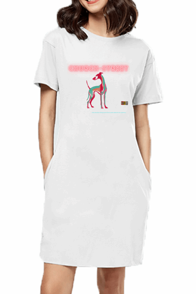 Minimalist Women T shirt Dress - Church street premium cotton Fabric - Travel and Casual wear