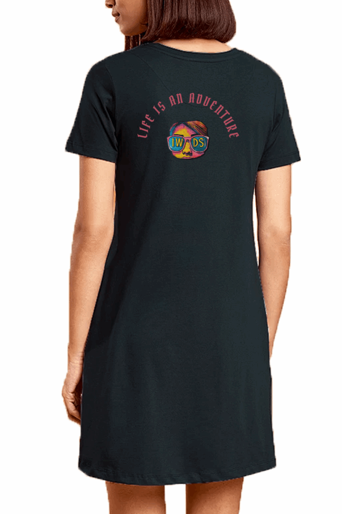 Minimalist Women T shirt Dress - Adventure premium cotton Fabric - Travel and Casual wear