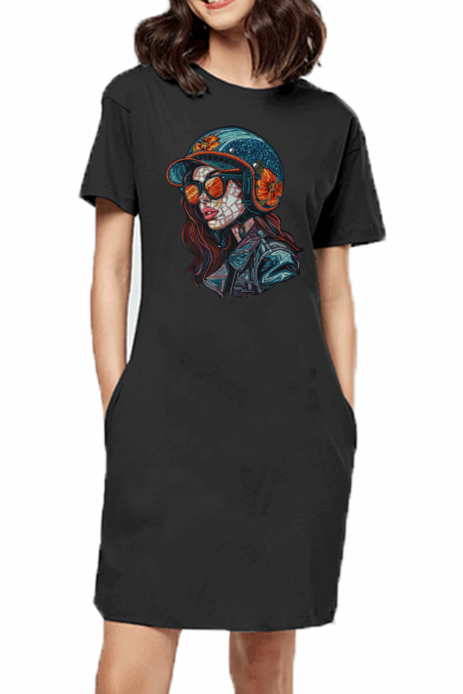 Minimalist Women T shirt Dress - Adventure premium cotton Fabric - Travel and Casual wear