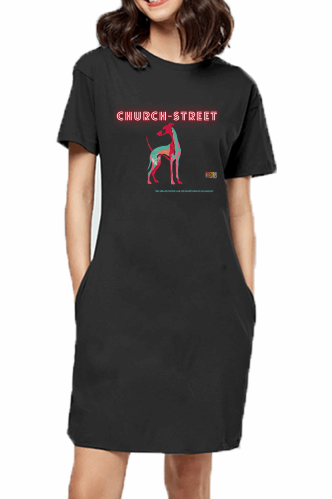Minimalist Women T shirt Dress - Church street premium cotton Fabric - Travel and Casual wear