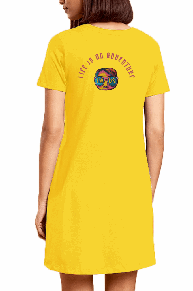 Minimalist Women T shirt Dress - Adventure premium cotton Fabric - Travel and Casual wear