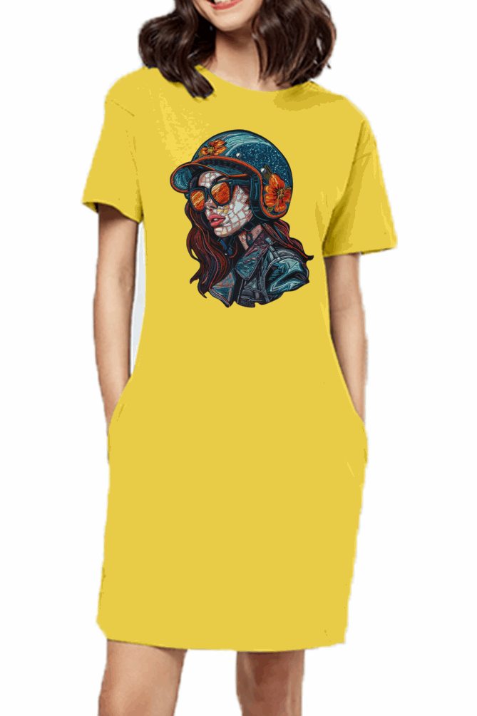 Minimalist Women T shirt Dress - Adventure premium cotton Fabric - Travel and Casual wear