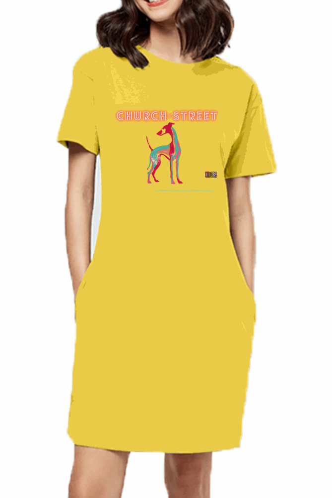 Minimalist Women T shirt Dress - Church street premium cotton Fabric - Travel and Casual wear