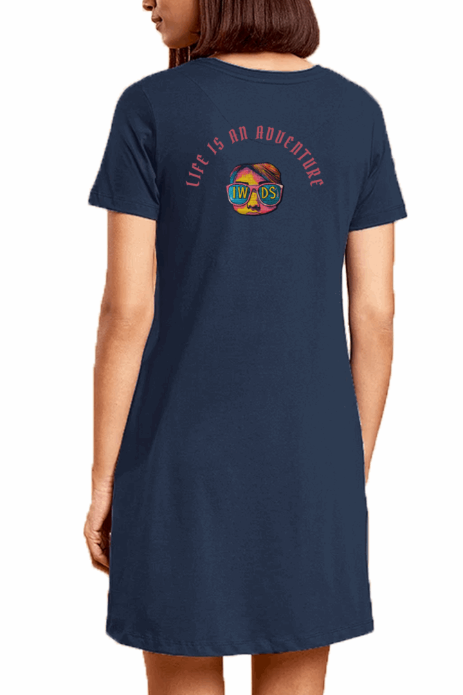 Minimalist Women T shirt Dress - Adventure premium cotton Fabric - Travel and Casual wear