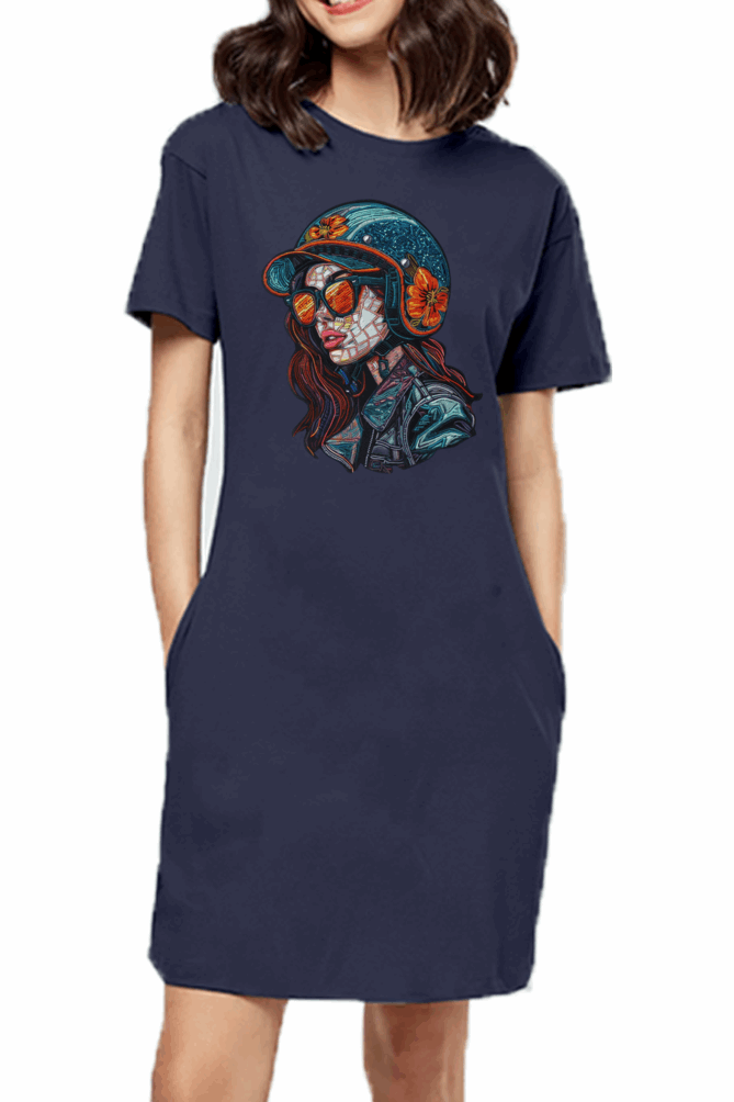 Minimalist Women T shirt Dress - Adventure premium cotton Fabric - Travel and Casual wear