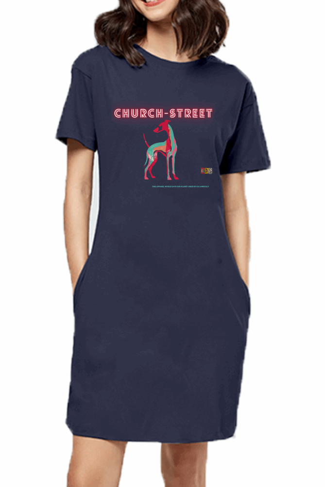 Minimalist Women T shirt Dress - Church street premium cotton Fabric - Travel and Casual wear