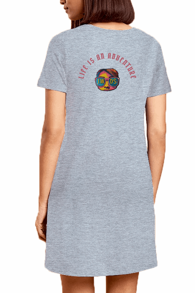 Minimalist Women T shirt Dress - Adventure premium cotton Fabric - Travel and Casual wear