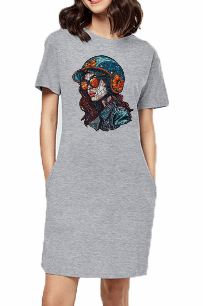 Minimalist Women T shirt Dress - Adventure premium cotton Fabric - Travel and Casual wear
