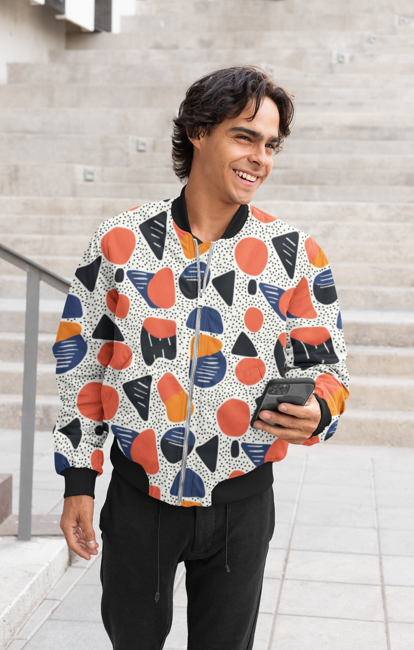 TRIANGLES AND OVALS - Wind Cheater - Premium Poly fleece Jacket