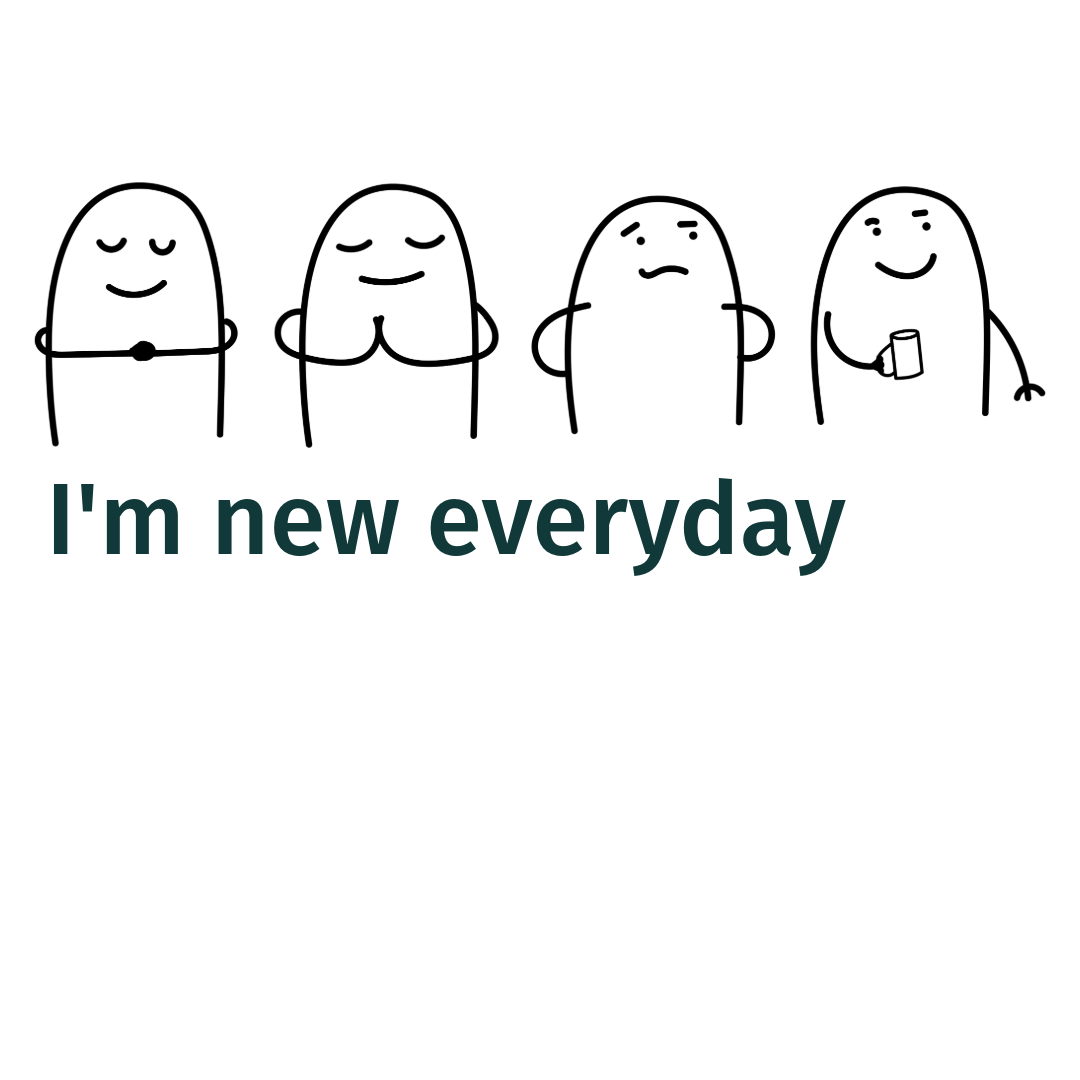 I AM NEW EVERYDAY ! FLORKY  - Loose Fit - Half Sleeve -FRONT -UNISEX OVERSIZE Cotton Tshirt - White