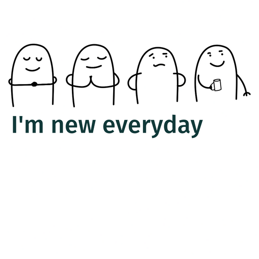 I AM NEW EVERYDAY ! FLORKY  - Loose Fit - Half Sleeve -FRONT -UNISEX OVERSIZE Cotton Tshirt - White