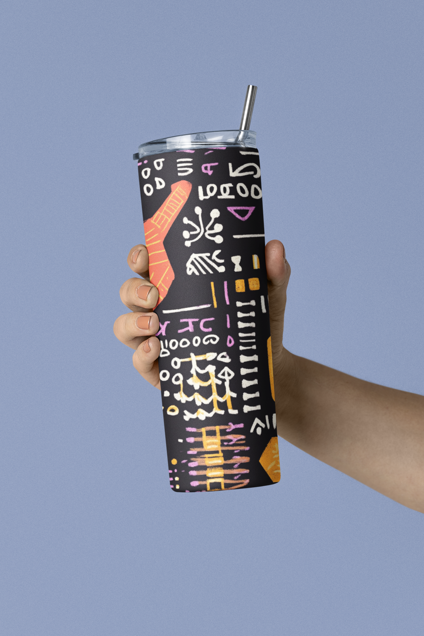 River Saga : Tumbler 600 Ml - (20 OZ ) high-quality stainless steel and feature double-wall vacuum insulation - Folk design