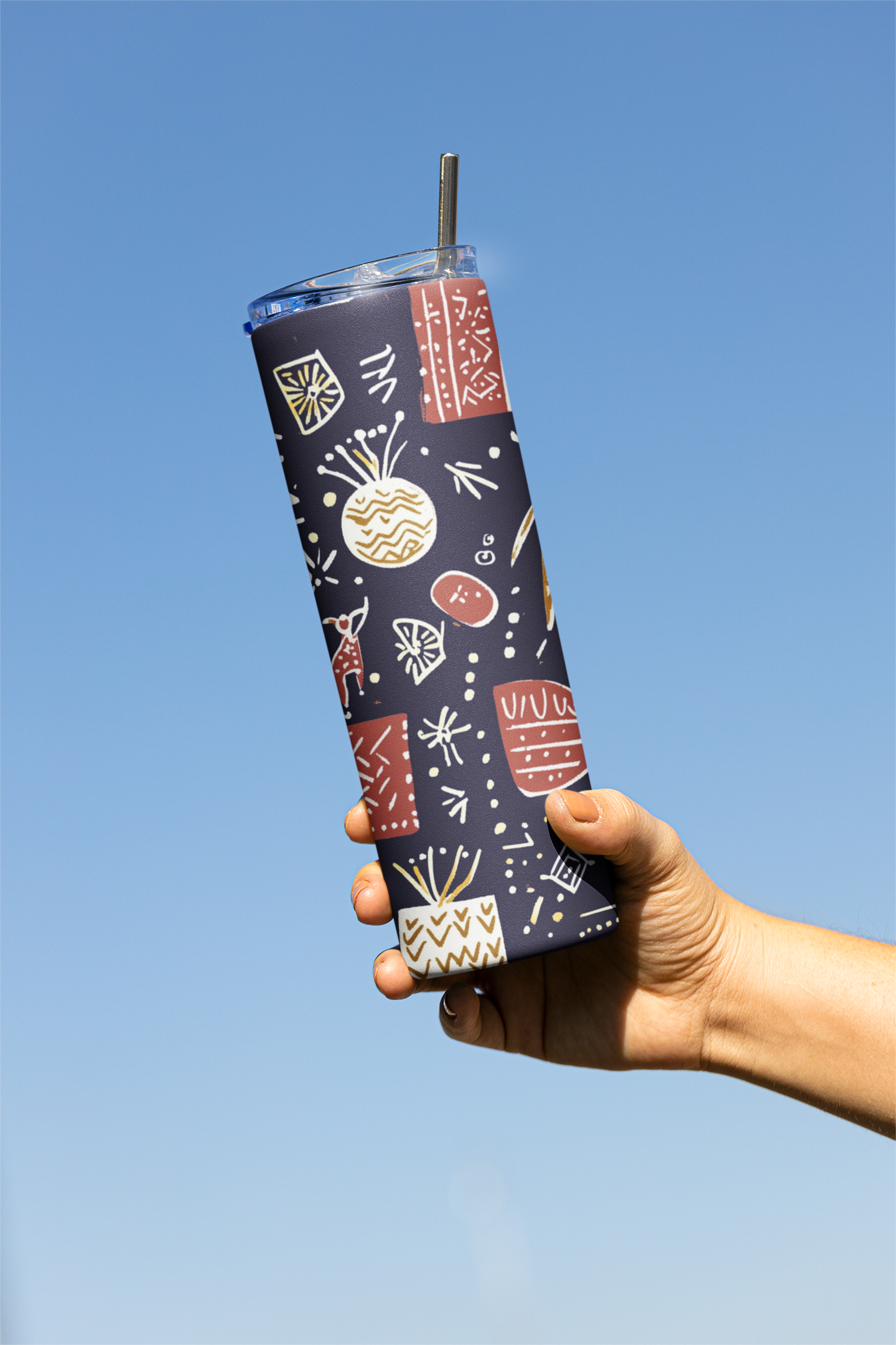 Forever Trance : Tumbler  600 Ml - (20 OZ )  high-quality  stainless steel and feature double-wall vacuum insulation - Folk design