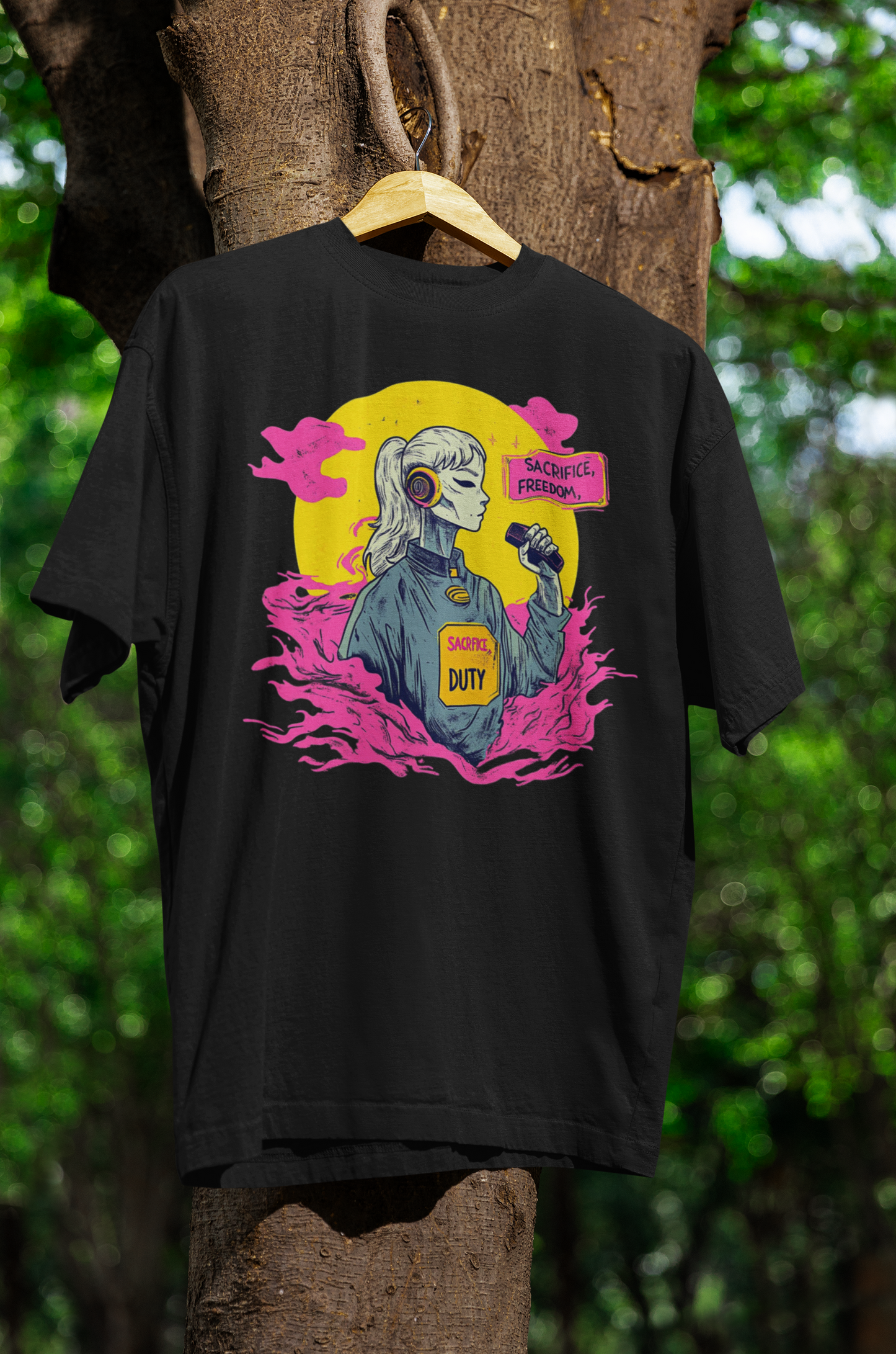 PATRIOT Loose Fit -BLACK &YELLOW - Half Sleeve -FRONT - Premium design Unisex cotton T-shirt