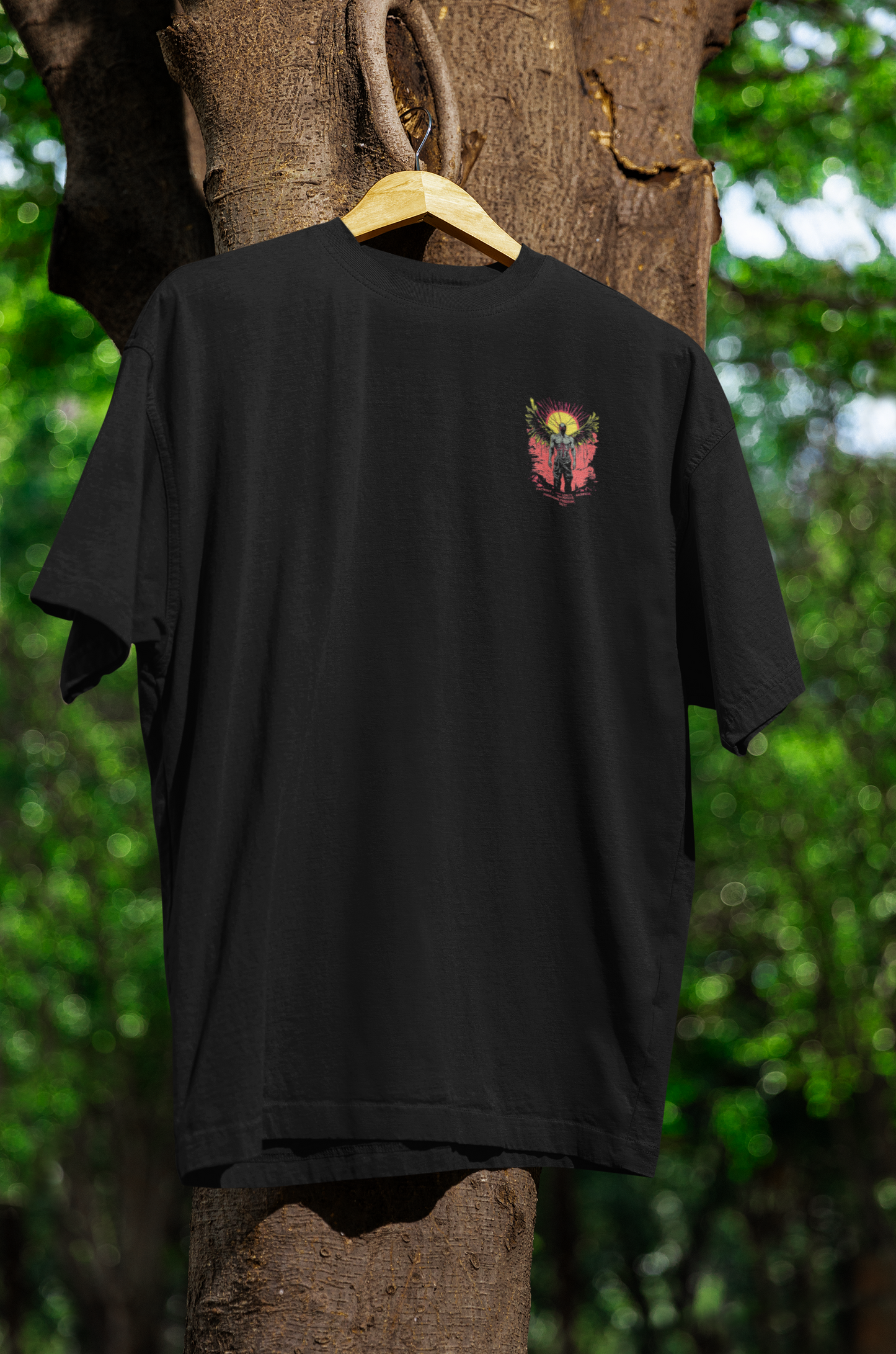 PATRIOT ANGEL Loose Fit -BLACK & PINK - Half Sleeve -FRONT AND BACK - Premium design Unisex cotton T-shirt