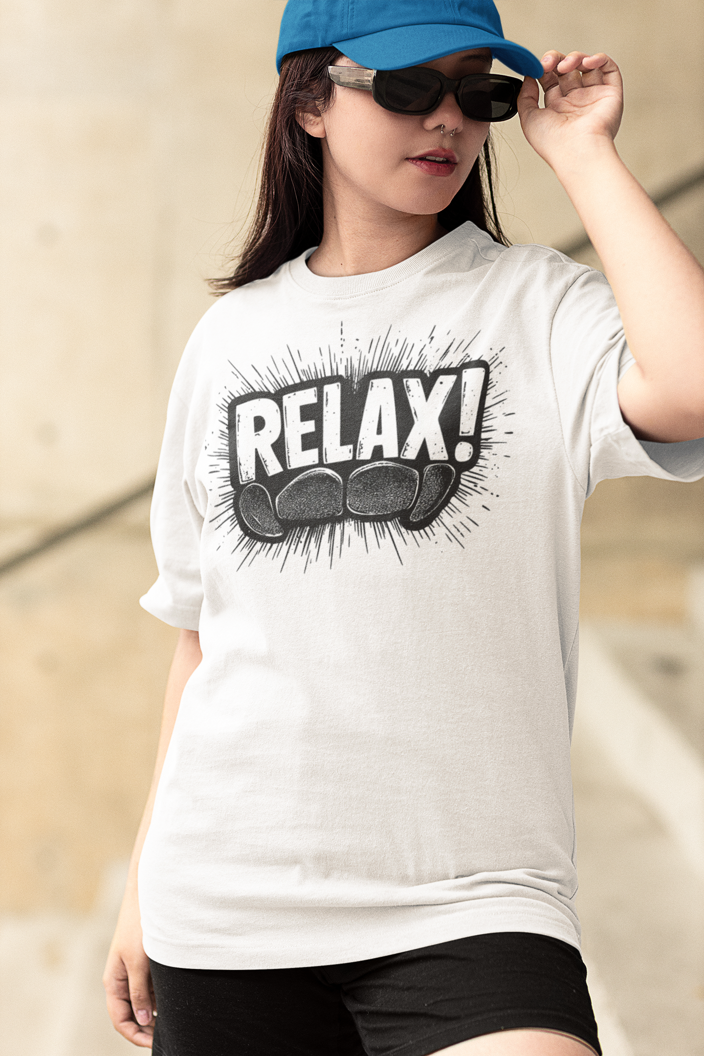 Relax White Loose Fit - Half Sleeve -UNISEX OVERSIZE Cotton Tshirt