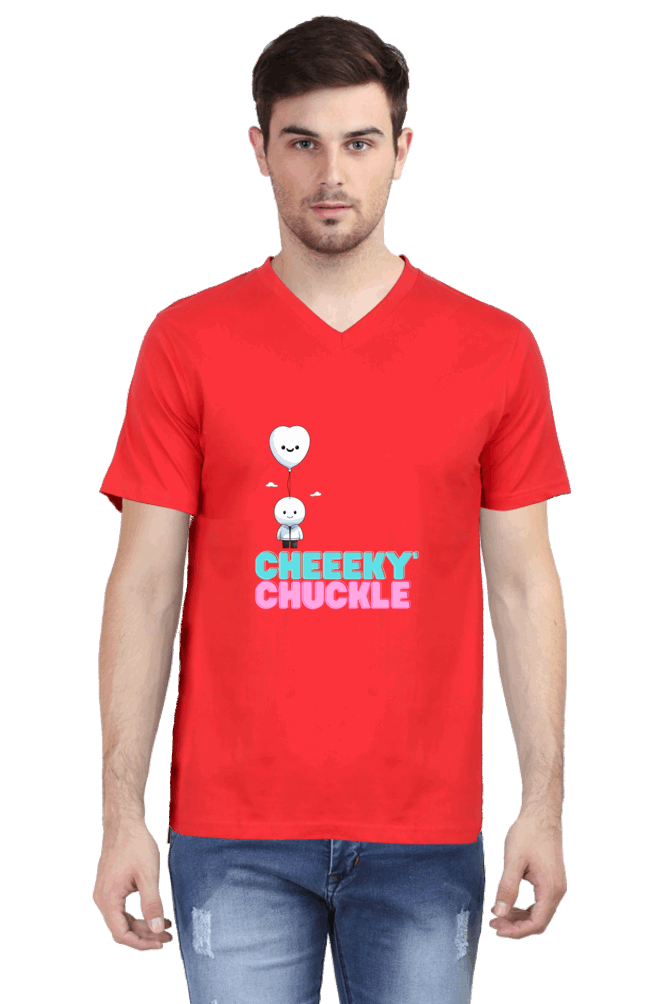 CHEEKY CHUKLE : Premium V-NECK Minimalist Unisex cotton T-shirt - Art for your wardrobe