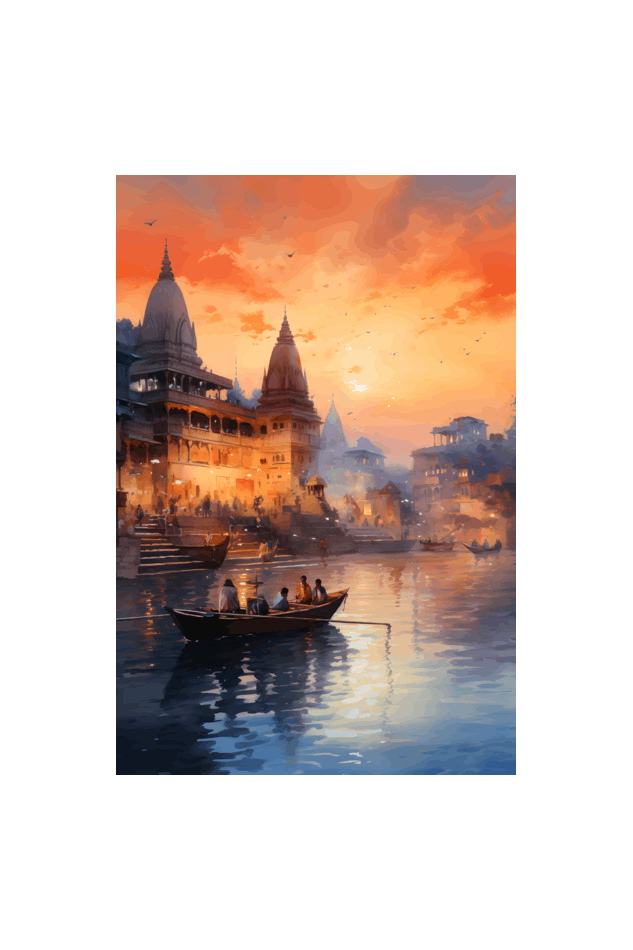 Evening in Banaras - Wall art , High quality fade proof Canvas Print  8x12 inches