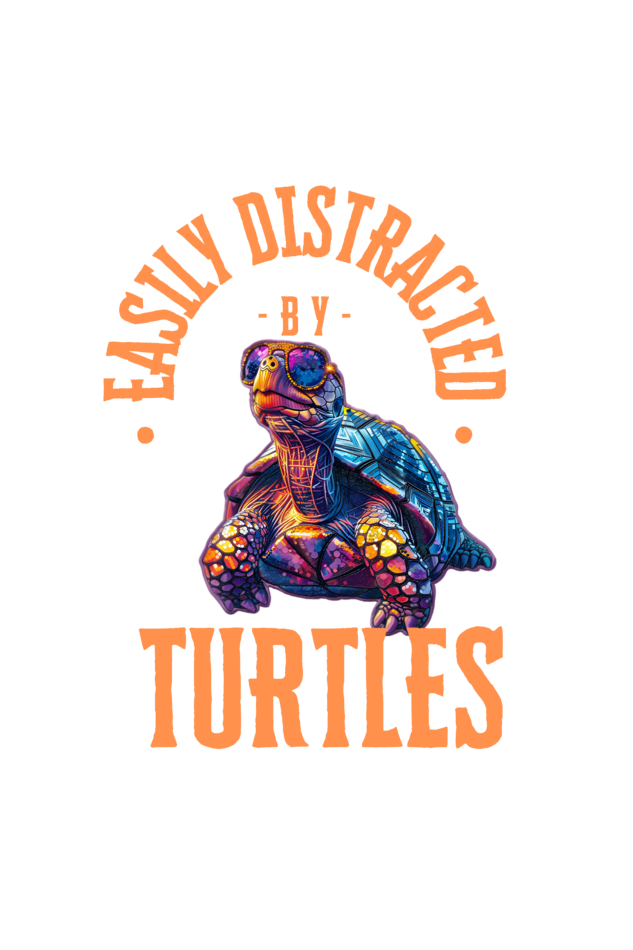 Unisex Oversize classic Cotton Tshirt -TURTLE BUDDIES - DISTRACTION