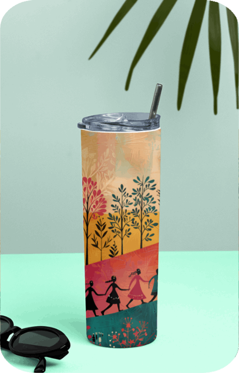 Tumbler  600 Ml - (20 OZ )  high-quality  stainless steel and feature double-wall vacuum insulation - Folk design