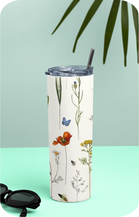 Tumbler 600 Ml - (20 OZ ) high-quality stainless steel and feature double-wall vacuum insulation - leaves