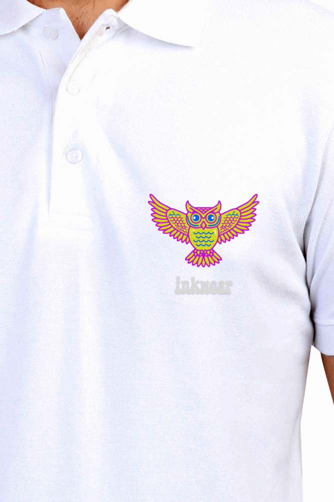 Unisex Polo T-shirt - For Office and Casual wear: Inkwear Owl logo