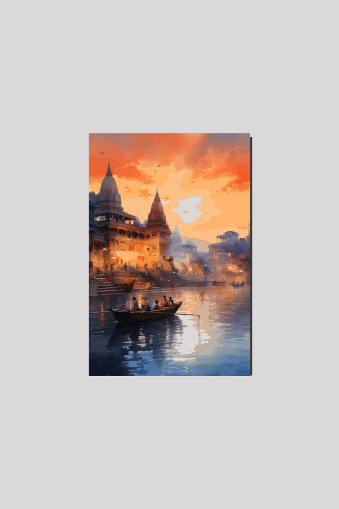 Evening in Banaras - Wall art , High quality fade proof Canvas Print  8x12 inches