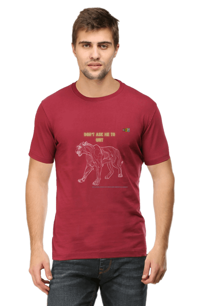 The BIG LION: DONT QUIT ATTITUDE : Premium Minimalist Unisex cotton T-shirt - Art for your wardrobe