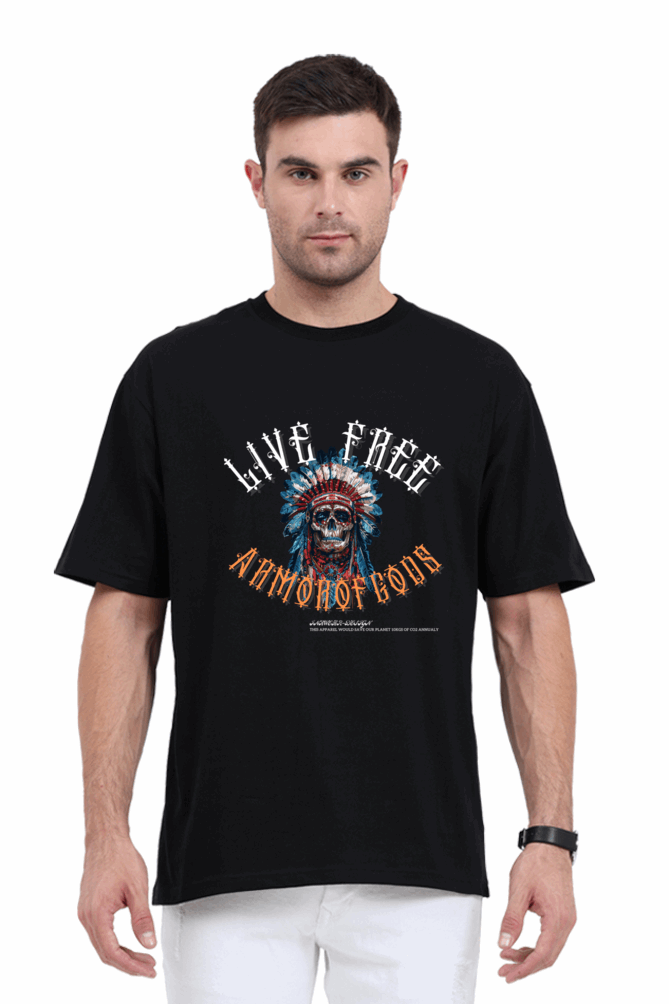 Live Free Armor of Gods -Unisex Oversize classic Cotton Tshirt - GOD Wings - Armor of Gods