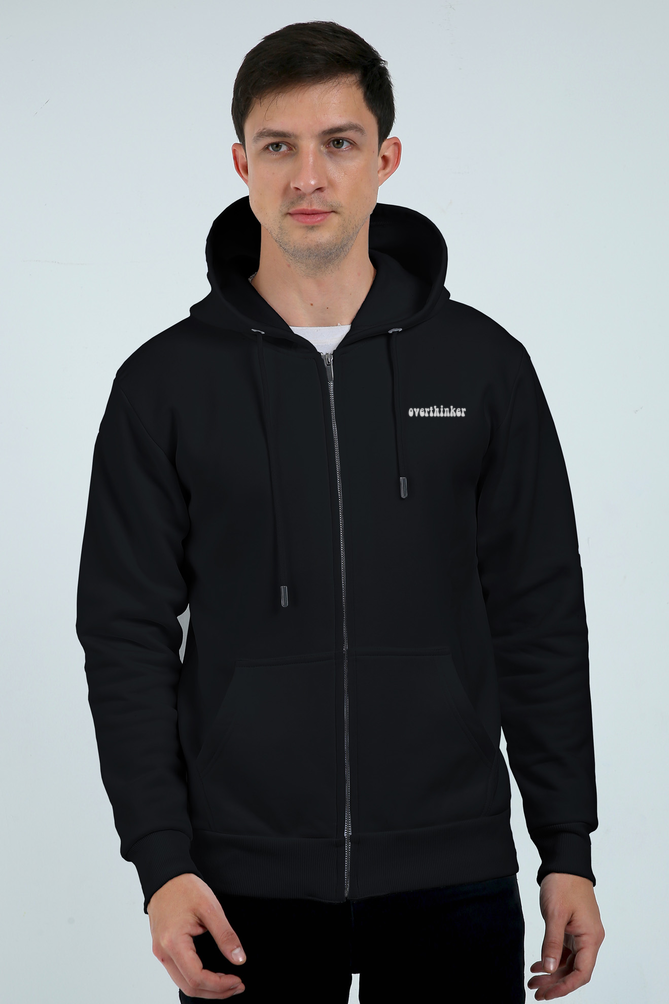 Overthinker - Heavy duty Hoodie with Zipper - Classic Black Unisex fit