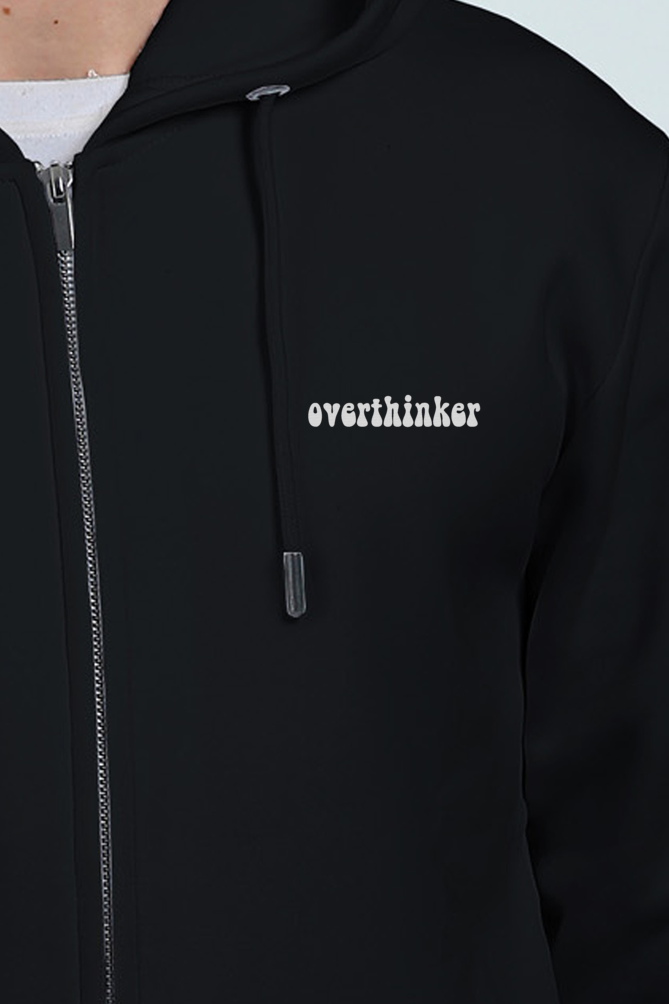 Overthinker - Heavy duty Hoodie with Zipper - Classic Black Unisex fit