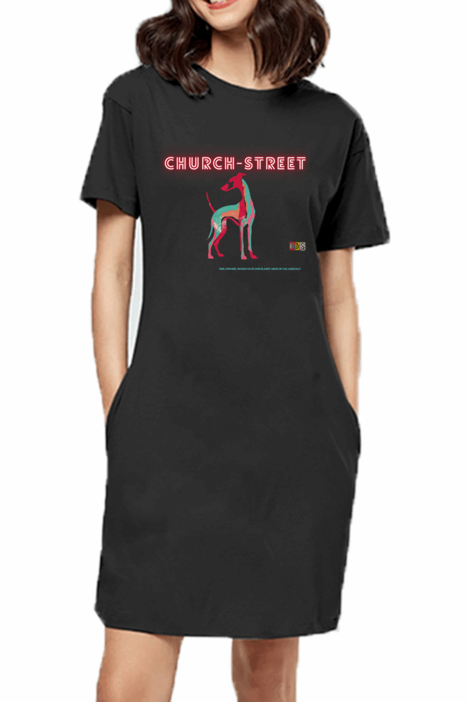 Minimalist Women T shirt Dress - Church street premium cotton  Fabric - Travel and Casual wear