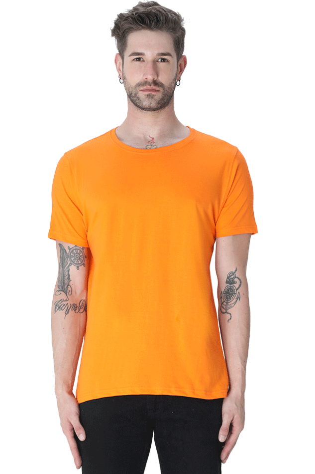 Premium Minimalist Unisex cotton T-shirt - Slim Fit - Half Sleeve - Orange