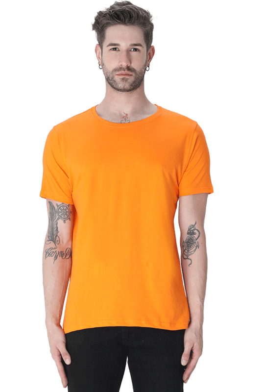 Premium Minimalist Unisex cotton T-shirt - Slim Fit - Half Sleeve - Orange