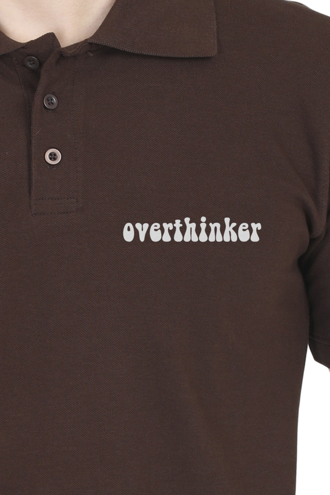 Unisex Polo T-shirt - For Office and Casual wear: Minimalist - Overthinker Embroidery design Polos