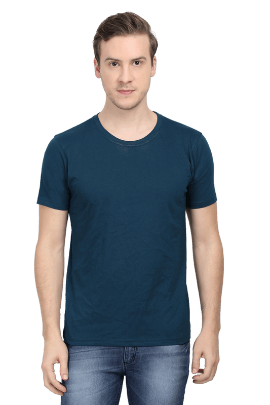 Premium Minimalist Unisex cotton T-shirt - Slim Fit - Half Sleeve - Petrol Blue