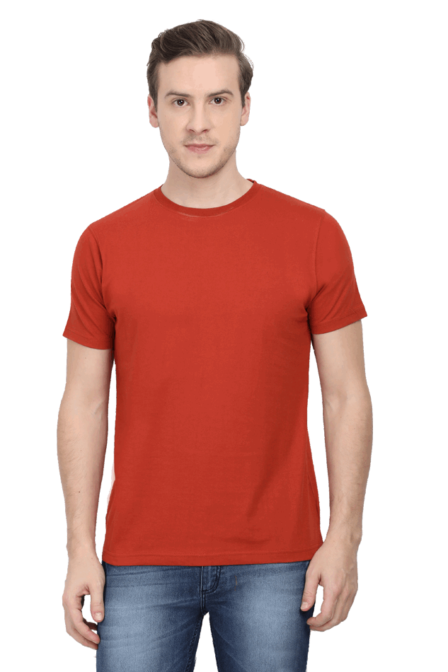 Premium Minimalist Unisex cotton T-shirt - Slim Fit - Half Sleeve - Brick red