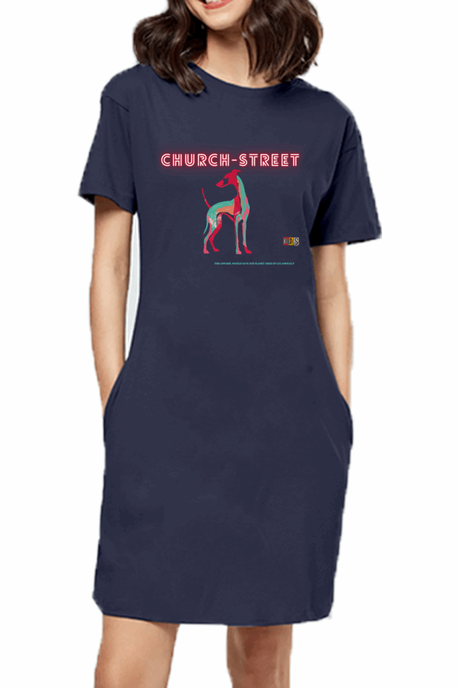 Minimalist Women T shirt Dress - Church street premium cotton  Fabric - Travel and Casual wear