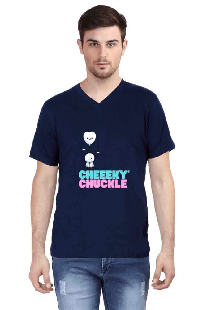 CHEEKY CHUKLE : Premium V-NECK Minimalist Unisex cotton T-shirt - Art for your wardrobe