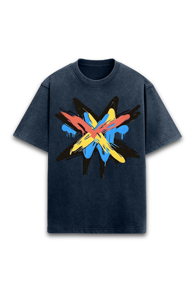 ABSTRACT MINDFULNESS - ACID WASH - Relaxed fit T-shirt with a round neck and short sleeves - BLUE - Unisex Premium fit