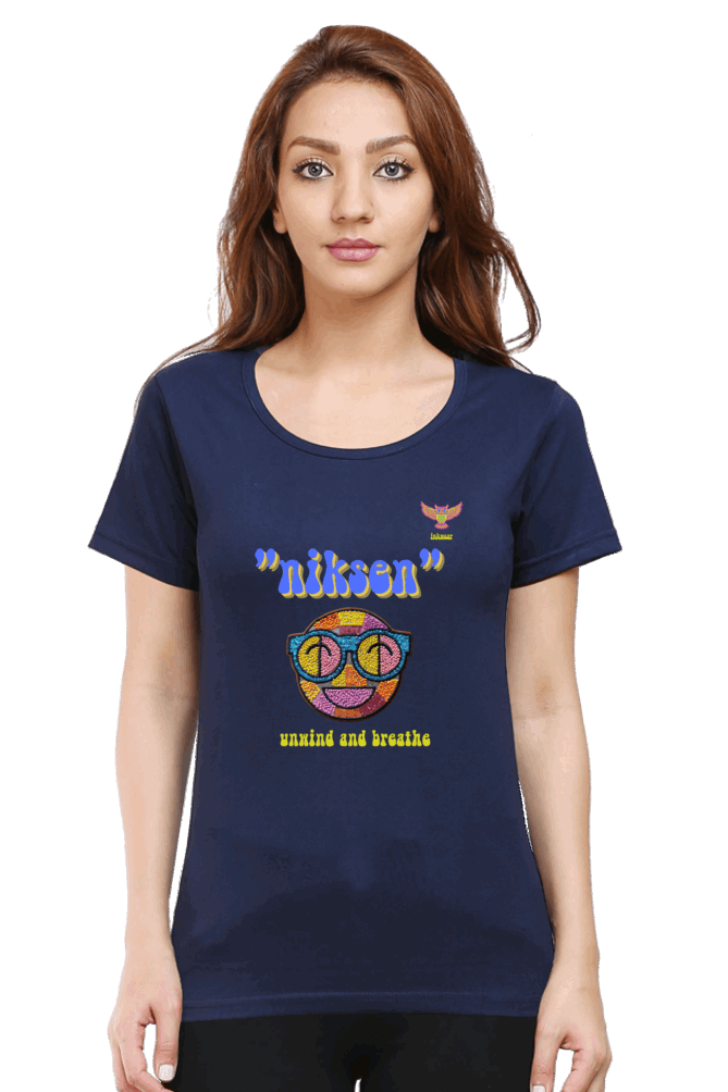 Women Round neck - Premium cotton T-shirt - Slim Fit - Half Sleeve - Unwind and relax -Travel Tshirt