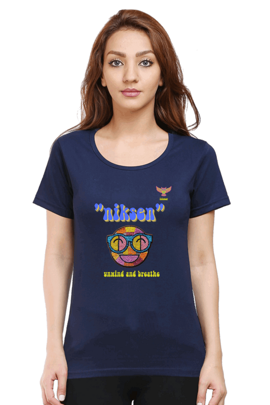 Women Round neck - Premium cotton T-shirt - Slim Fit - Half Sleeve - Unwind and relax -Travel Tshirt