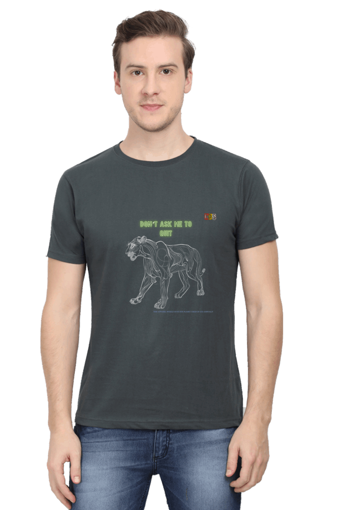 The BIG LION: DONT QUIT ATTITUDE : Premium Minimalist Unisex cotton T-shirt - Art for your wardrobe