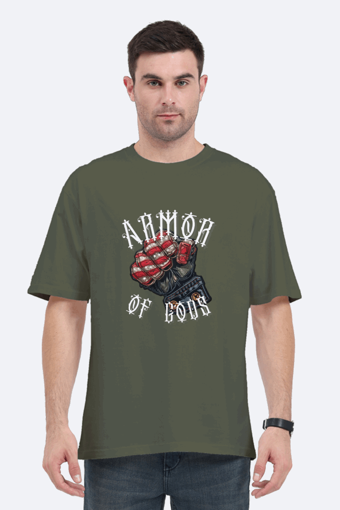 Unisex Oversize classic Cotton Tshirt - Rock Punch- Armor of Gods