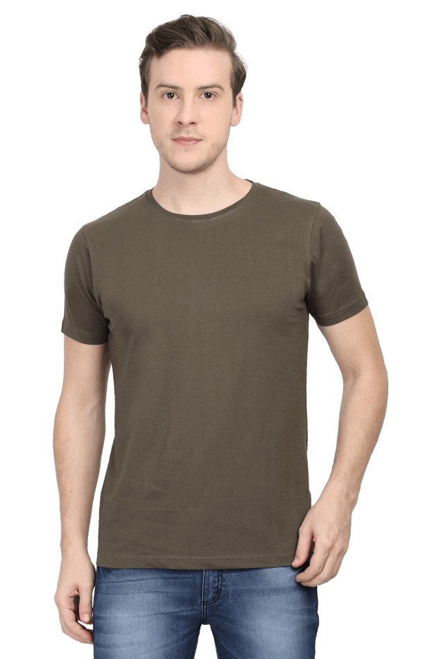 Premium Minimalist Unisex cotton T-shirt - Slim Fit - Half Sleeve - Olive Green