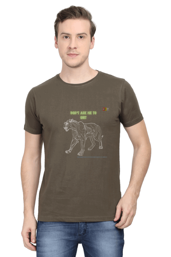 The BIG LION: DONT QUIT ATTITUDE : Premium Minimalist Unisex cotton T-shirt - Art for your wardrobe